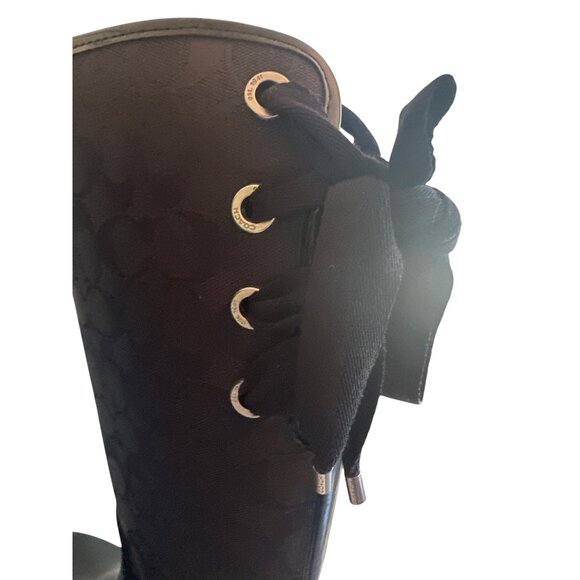 Coach Womens Black Monogram Knee-High Rain Boots Size 9 - Picture 3 of 9